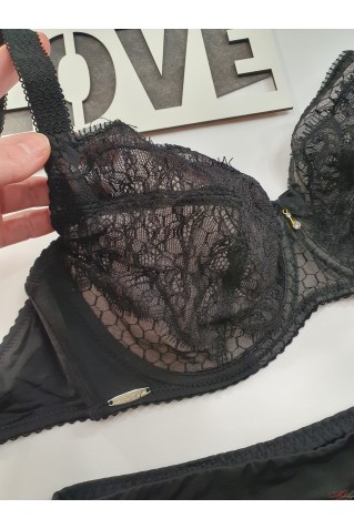 Бюстгальтер з м'якими чашками та мереживом Lanny Mode 11347 чорний з бежевим